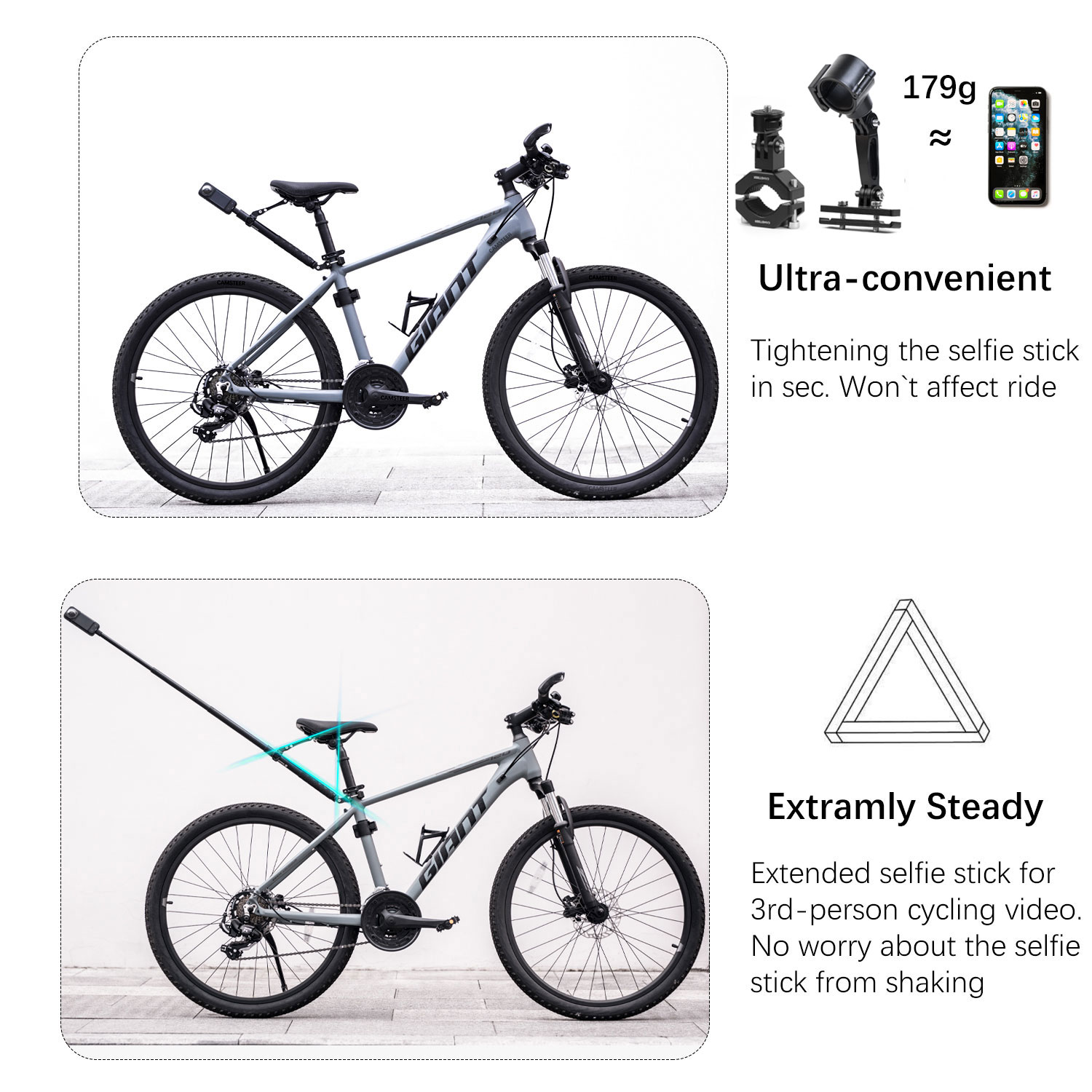 Camsteer Premium Bicycle Posts - Drone Camera Action ulasan dan harga